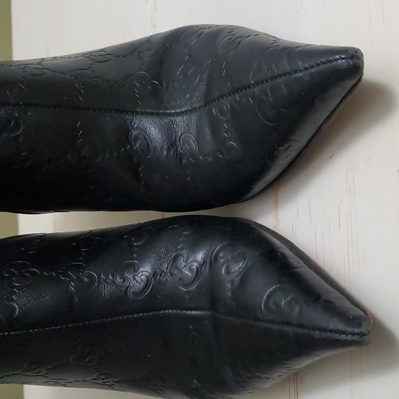 Gucci | Black Leather Ankle Boots Sz 37C - Picture 5 of 13